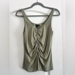 BKE Buckle Sea Spray Olive Green Ruched Tank Top XS Sleeveless Stretch Top